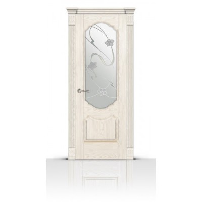 Межкомнатная Дверь СитиДорс модель Гиацинт цвет Ясень белый стекло Очарование