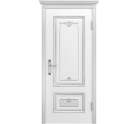 Ульяновская дверь Британия-3 белая эмаль патина серебро ДГ