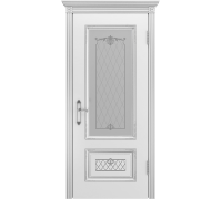 Ульяновская дверь Британия-3 белая эмаль патина серебро ДО