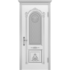 Ульяновская дверь Ода-3 белая эмаль патина серебро ДО