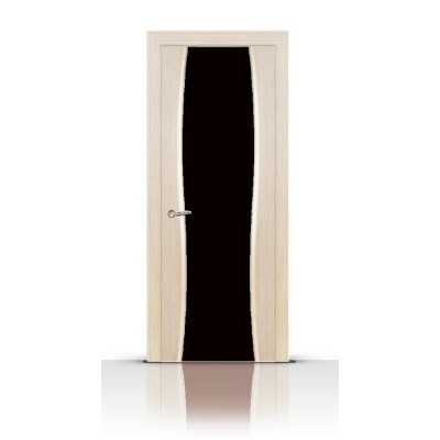 Межкомнатная Дверь СитиДорс модель Жемчуг-2 цвет Белёный дуб триплекс чёрный