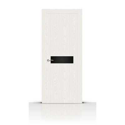 Межкомнатная Дверь СитиДорс модель Турин-1 цвет Ясень белый триплекс чёрный