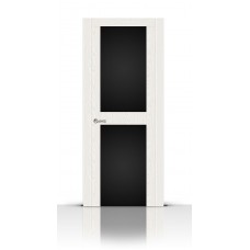 Дверь СитиДорс модель Турин-3 цвет Ясень белый триплекс чёрный