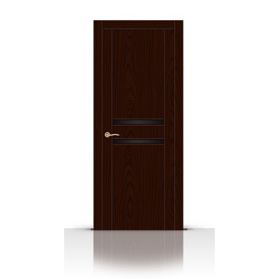 Межкомнатная Дверь СитиДорс модель Турин-2 цвет Ясень шоколад триплекс чёрный