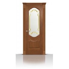 Дверь СитиДорс модель Гиацинт цвет Американский орех стекло Нежность