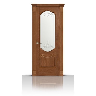 Межкомнатная Дверь СитиДорс модель Гиацинт цвет Американский орех стекло Романтик