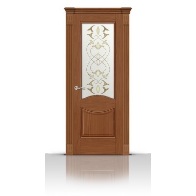 Межкомнатная Дверь СитиДорс модель Онтарио цвет Американский орех стекло Афродита