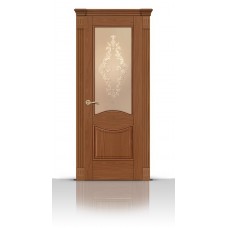 Дверь СитиДорс модель Онтарио цвет Американский орех стекло Кружево