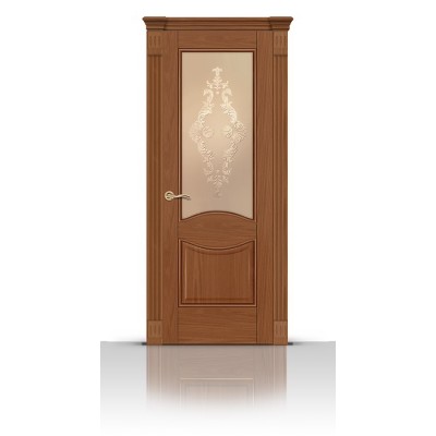 Межкомнатная Дверь СитиДорс модель Онтарио цвет Американский орех стекло Кружево