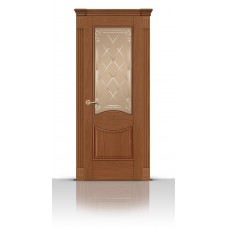 Дверь СитиДорс модель Онтарио цвет Американский орех стекло Вензель