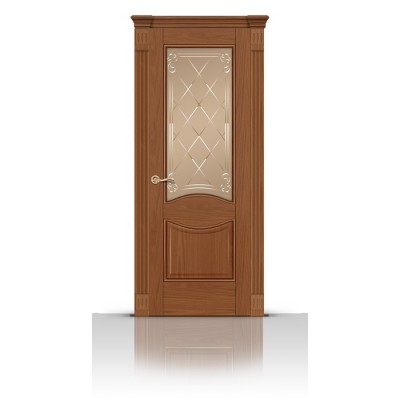 Межкомнатная Дверь СитиДорс модель Онтарио цвет Американский орех стекло Вензель
