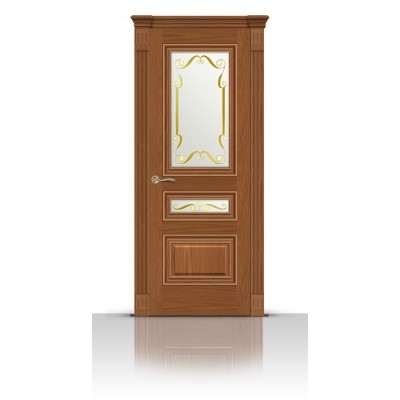 Межкомнатная Дверь СитиДорс модель Элеганс-2 цвет Американский орех стекло Нежность