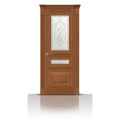Межкомнатная Дверь СитиДорс модель Элеганс-2 цвет Американский орех стекло Овал