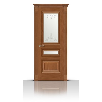Межкомнатная Дверь СитиДорс модель Элеганс-2 цвет Американский орех стекло Романтик