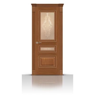 Межкомнатная Дверь СитиДорс модель Элеганс-2 цвет Американский орех стекло Кружево