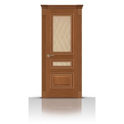 Межкомнатная Дверь СитиДорс модель Элеганс-2 цвет Американский орех стекло Ромб