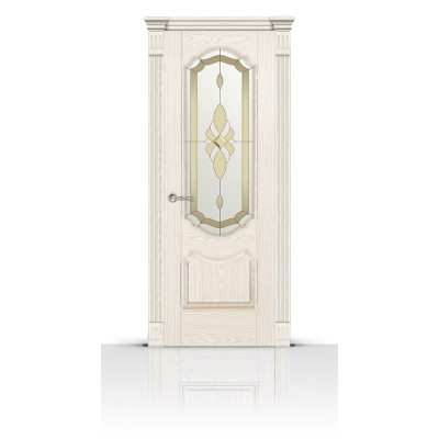 Межкомнатная Дверь СитиДорс модель Гиацинт цвет Ясень белый стекло Амелия