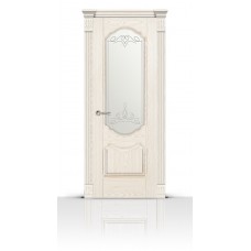 Дверь СитиДорс модель Гиацинт цвет Ясень белый стекло Романтик