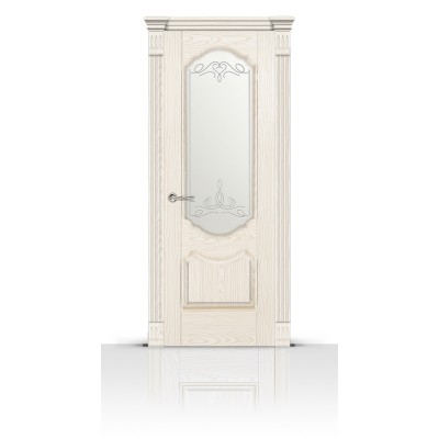 Межкомнатная Дверь СитиДорс модель Гиацинт цвет Ясень белый стекло Романтик