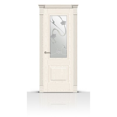 Межкомнатная Дверь СитиДорс модель Элеганс-1 цвет Ясень белый стекло Очарование