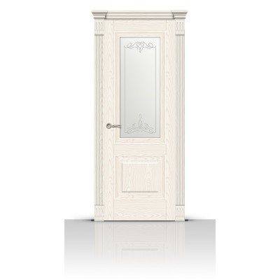 Межкомнатная Дверь СитиДорс модель Элеганс-1 цвет Ясень белый стекло Романтик