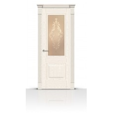 Дверь СитиДорс модель Элеганс-1 цвет Ясень белый стекло Кружево