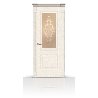Межкомнатная Дверь СитиДорс модель Элеганс-1 цвет Ясень белый стекло Кружево