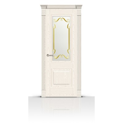 Межкомнатная Дверь СитиДорс модель Элеганс-1 цвет Ясень белый стекло Нежность