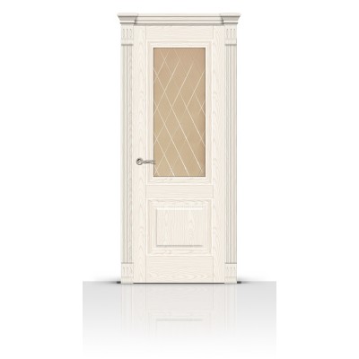 Межкомнатная Дверь СитиДорс модель Элеганс-1 цвет Ясень белый стекло Ромб