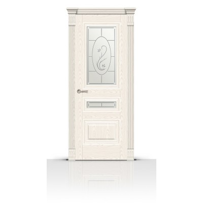 Межкомнатная Дверь СитиДорс модель Элеганс-2 цвет Ясень белый стекло Овал