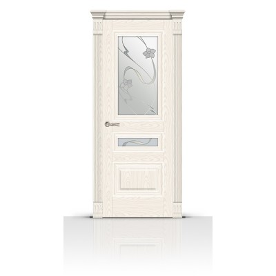 Межкомнатная Дверь СитиДорс модель Элеганс-2 цвет Ясень белый стекло Очарование
