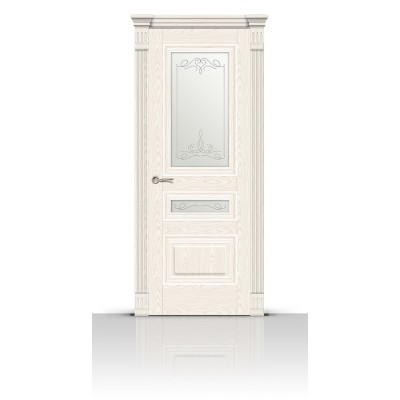 Межкомнатная Дверь СитиДорс модель Элеганс-2 цвет Ясень белый стекло Романтик