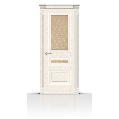 Межкомнатная Дверь СитиДорс модель Элеганс-2 цвет Ясень белый стекло Ромб