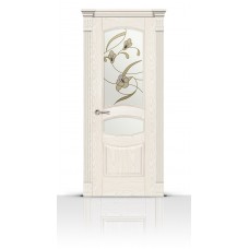 Дверь СитиДорс модель Гелиодор цвет Ясень белый стекло Лирика
