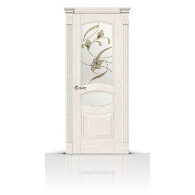 Межкомнатная Дверь СитиДорс модель Гелиодор цвет Ясень белый стекло Лирика