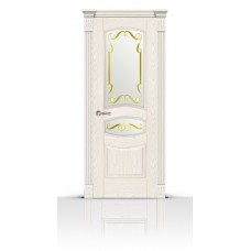 Дверь СитиДорс модель Гелиодор цвет Ясень белый стекло Нежность