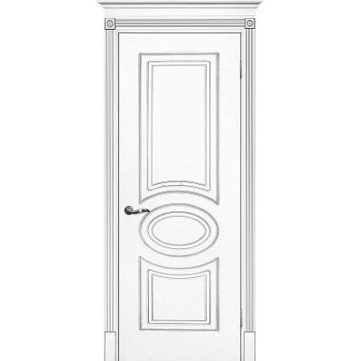 Межкомнатная дверь крашенная дверь Смальта-03 эмаль белая RAL 9003 золотая патина ДГ 